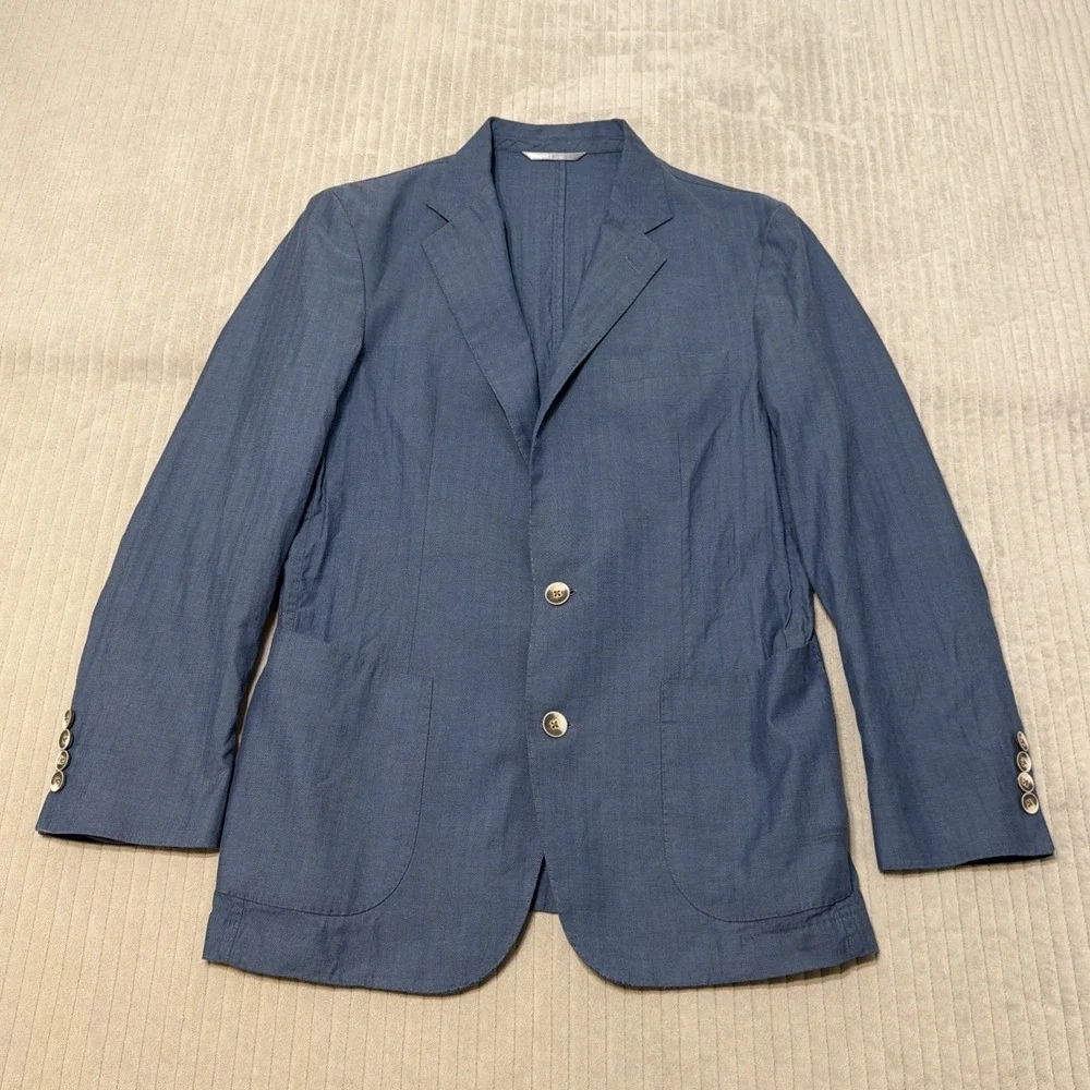 Rye 51 Blazer Men 40S Blue Miles Washed Jacket Preppy Sport Coat Unstructered